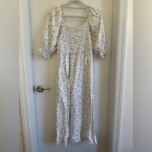 H&M Puff Sleeve Peasant Dress with Floral Pattern